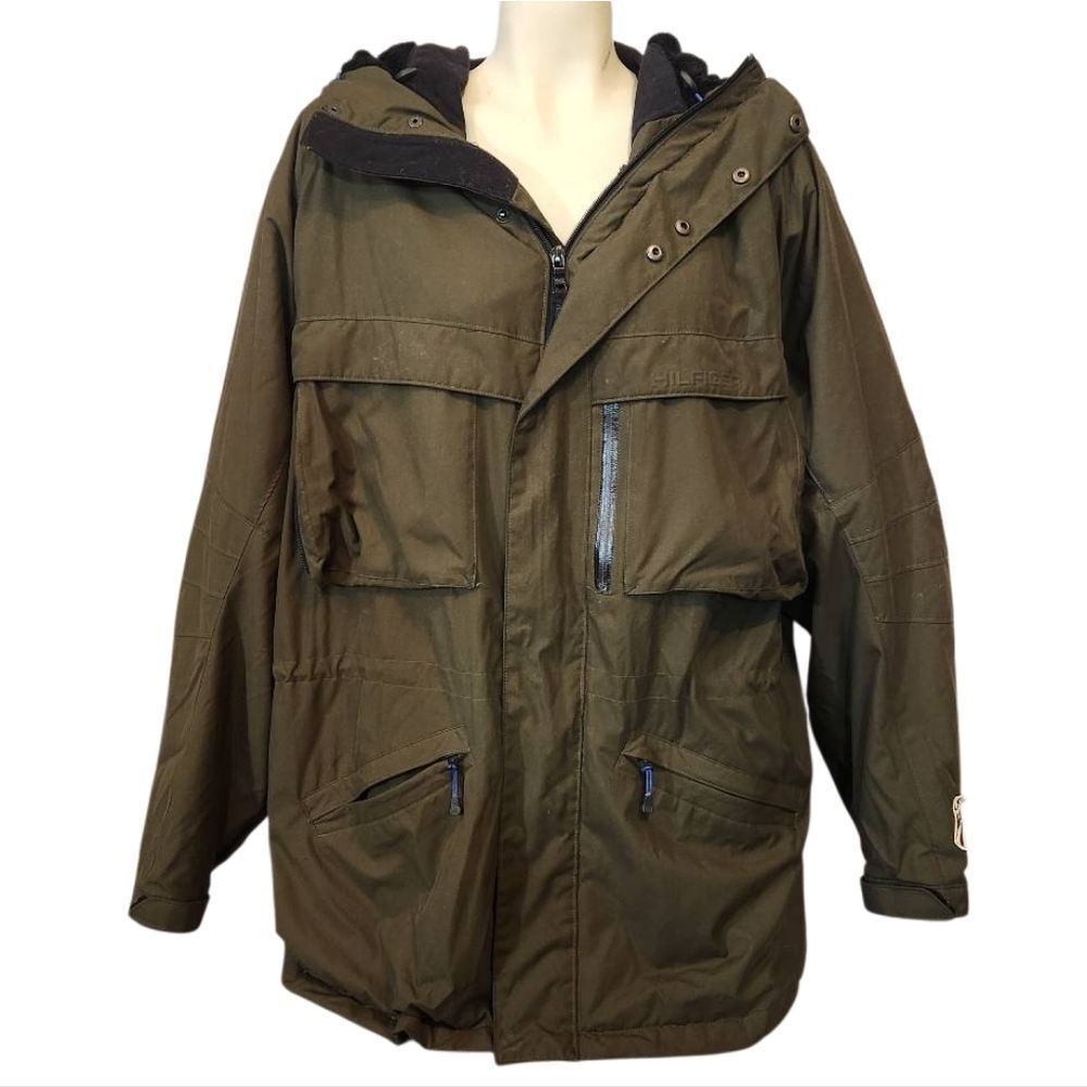 Men's US Ski‎ Team Tommy Hilfiger Olive Green Hooded Jacket Size Large